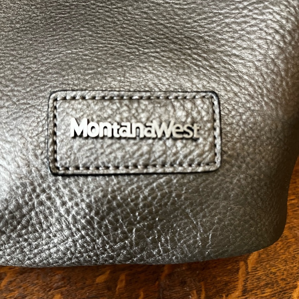 Montana West Gunmetal Pebbled Vegan Leather Hobo Tote and Cosmetic Pouch - Picture 5 of 8